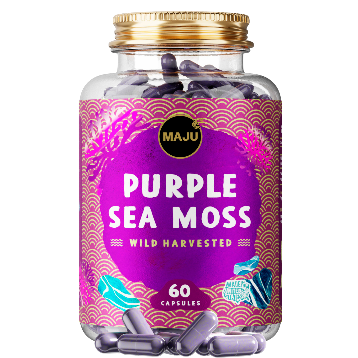Purple Chondrus Crispus Sea Moss Capsules (60ct) – Maju Superfoods Purple Chondrus Crispus Sea Moss Capsules (60ct) – Maju Superfoods