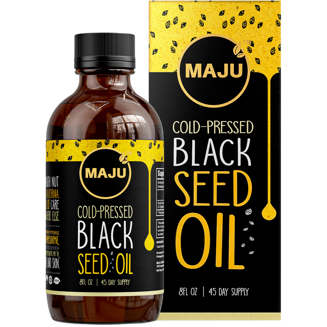 Maju black seed oil daily serving 8oz glass bottle
