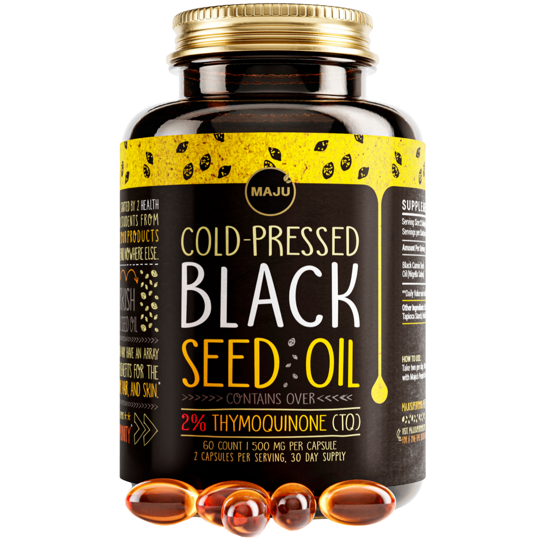 Maju black seed oil capsules bottle