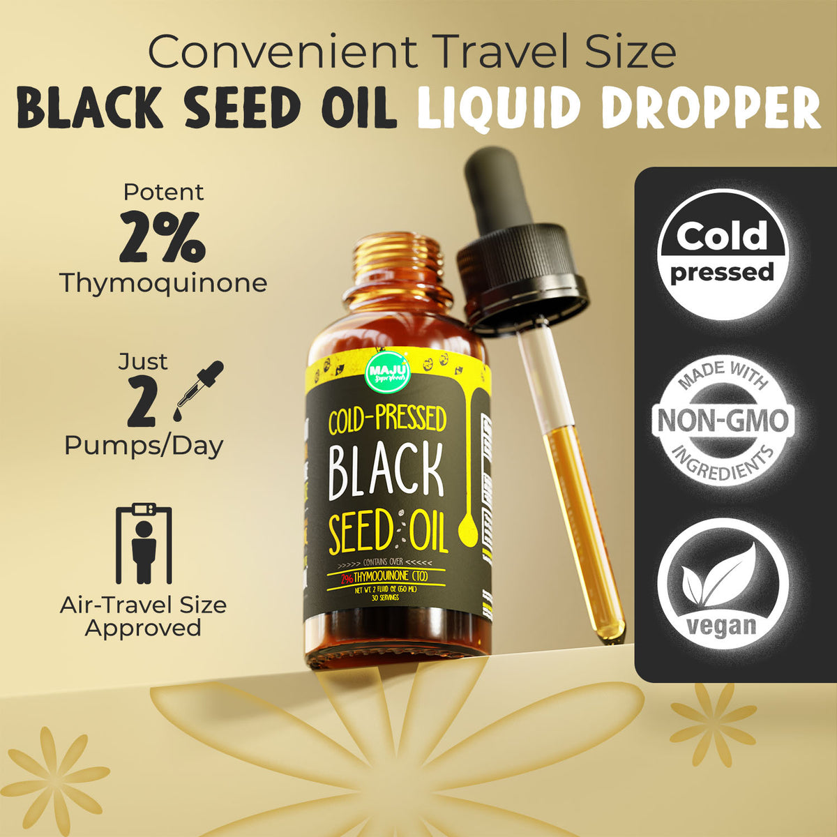 Black Seed Oil Liquid Dropper (2oz) | Maju Superfoods