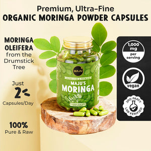 Organic Moringa Capsules 90ct — MAJU Oleifera Leaf - Thumbnail 2