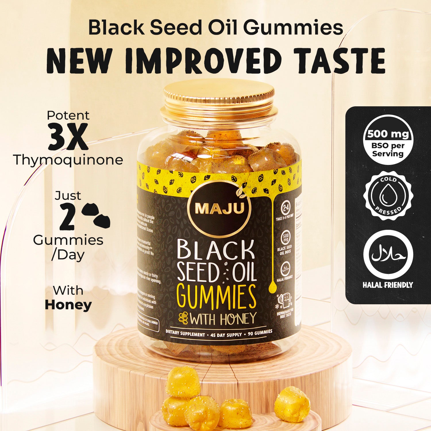 Black Seed Oil Gummies 90ct, 500mg — MAJU Chewable - Image 4