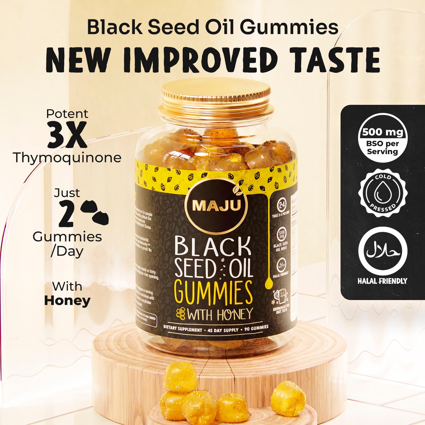Black Seed Oil Gummies 90ct, 500mg — MAJU Chewable