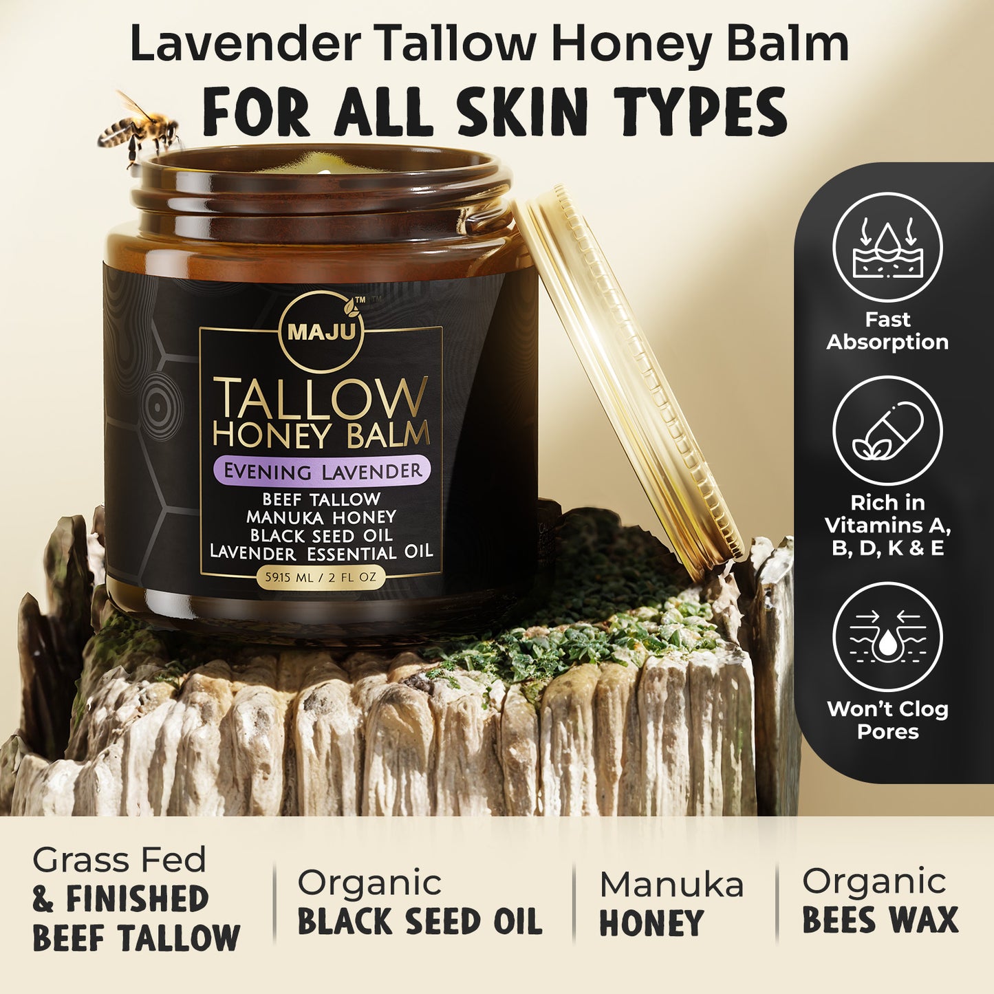 Maju's Tallow Black Seed Honey Balm - Maju Superfoods