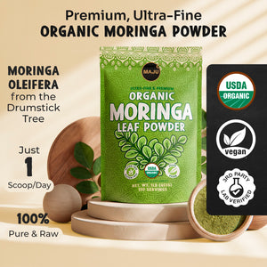 Organic Moringa Powder 1lb — MAJU Oleifera Leaf, Shade-Dried - Thumbnail 2