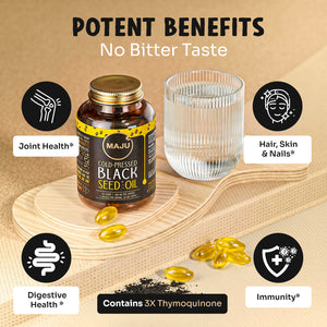 Black Seed Oil Capsules 120ct — MAJU Cold-Pressed Softgels, High Thymoquinone - Thumbnail 4