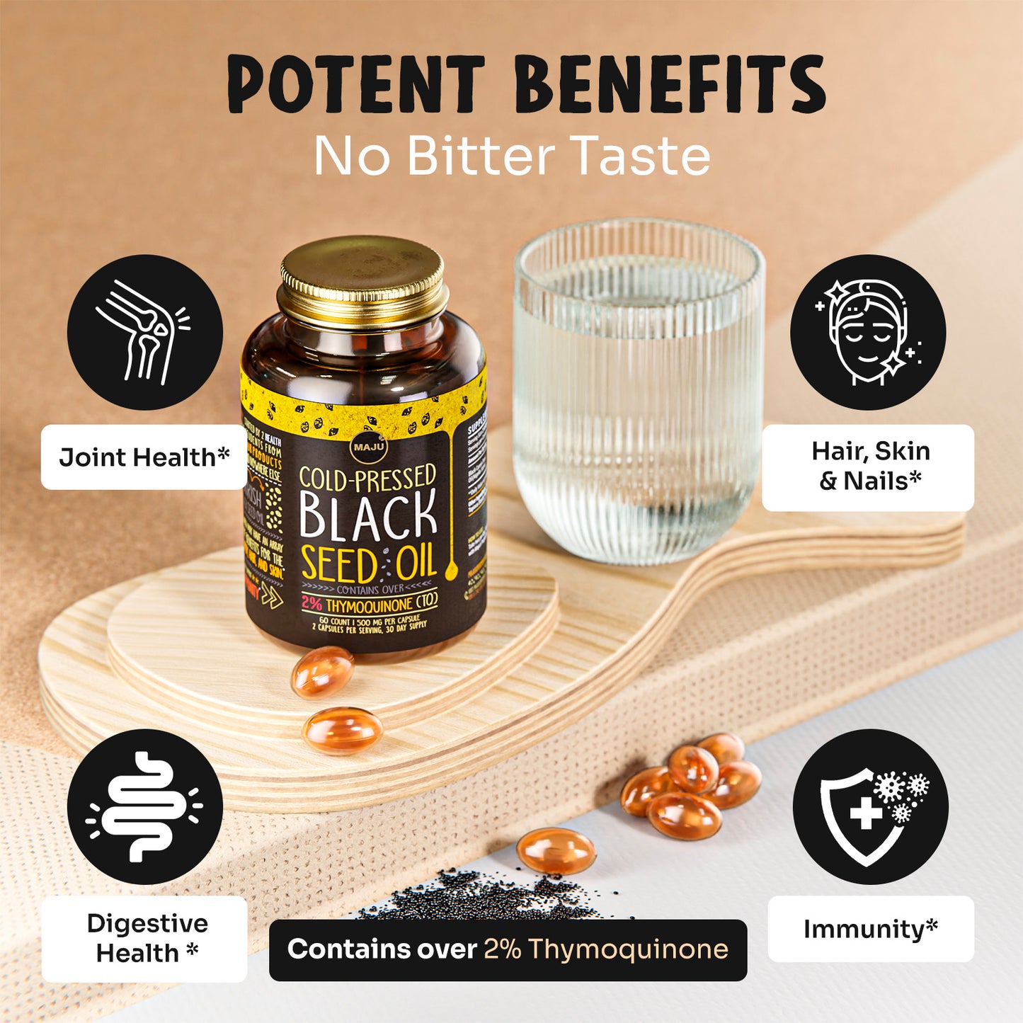 Black Seed Oil Capsules (60ct) 20.00% Off Auto renew - Maju Superfoods
