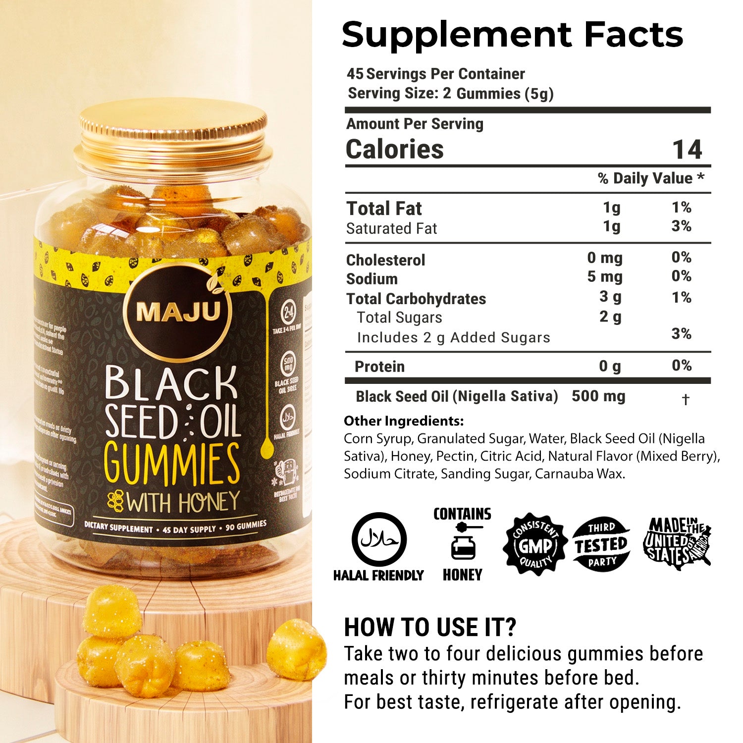 Black Seed Oil Gummies 90ct, 500mg — MAJU Chewable - Image 8