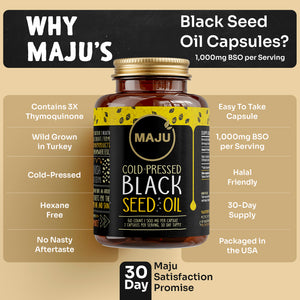 Black Seed Oil Capsules 60ct — MAJU Cold-Pressed Softgels, High Thymoquinone - Thumbnail 6