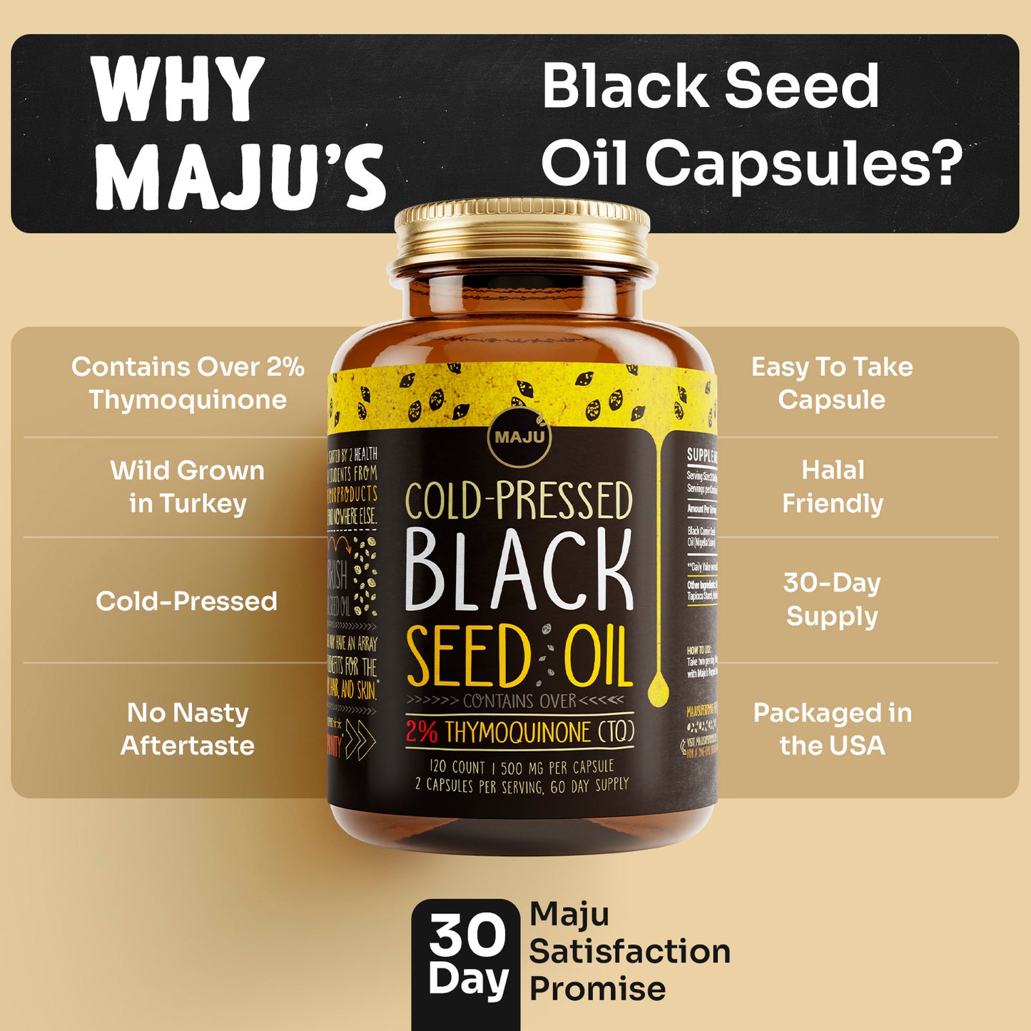 Black Seed Oil Capsules (120ct) 20.00% Off Auto renew - Maju Superfoods