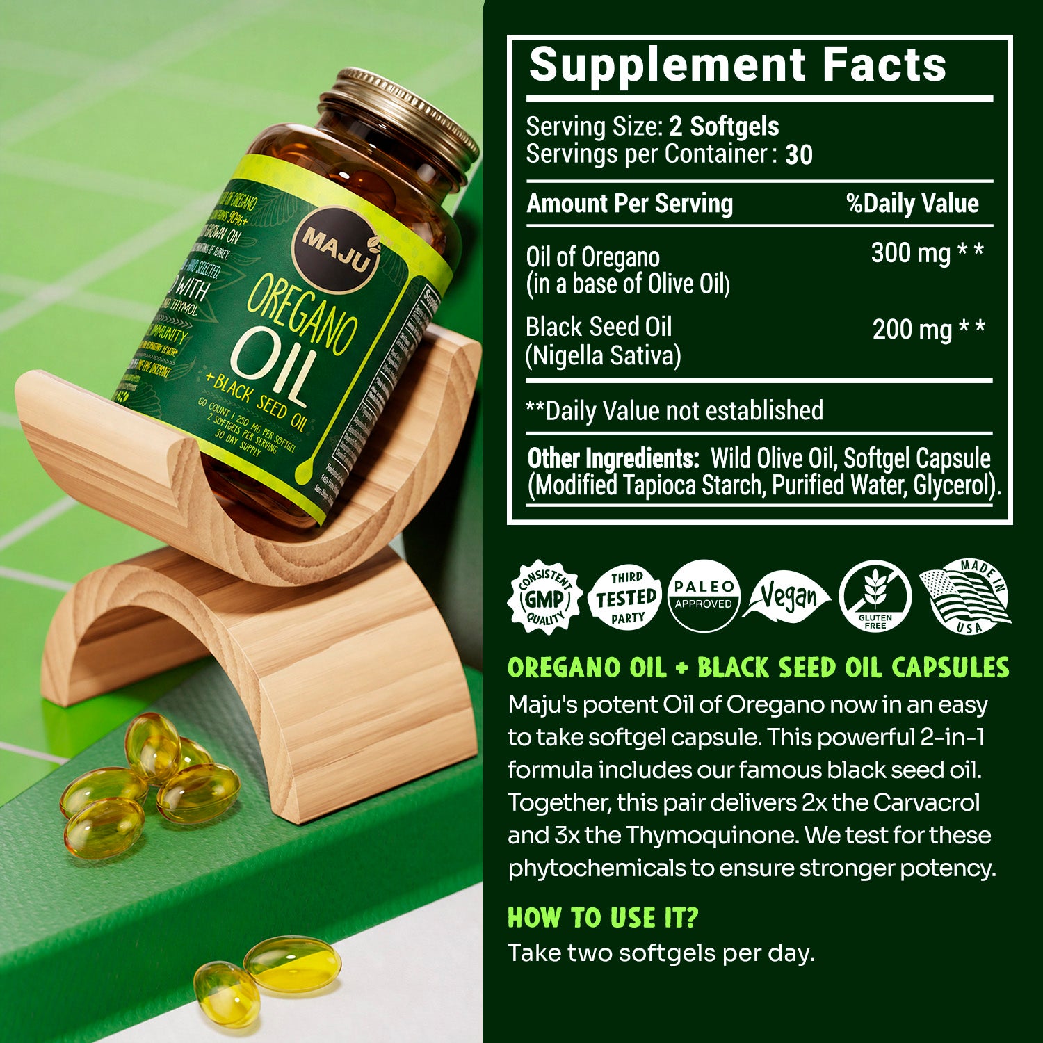 Oregano Oil Capsules with Organic Black Seed Oil, 60ct - Image 6