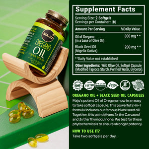 Oregano Oil Capsules 60ct — MAJU High-Carvacrol with Black Seed Oil - Thumbnail 6