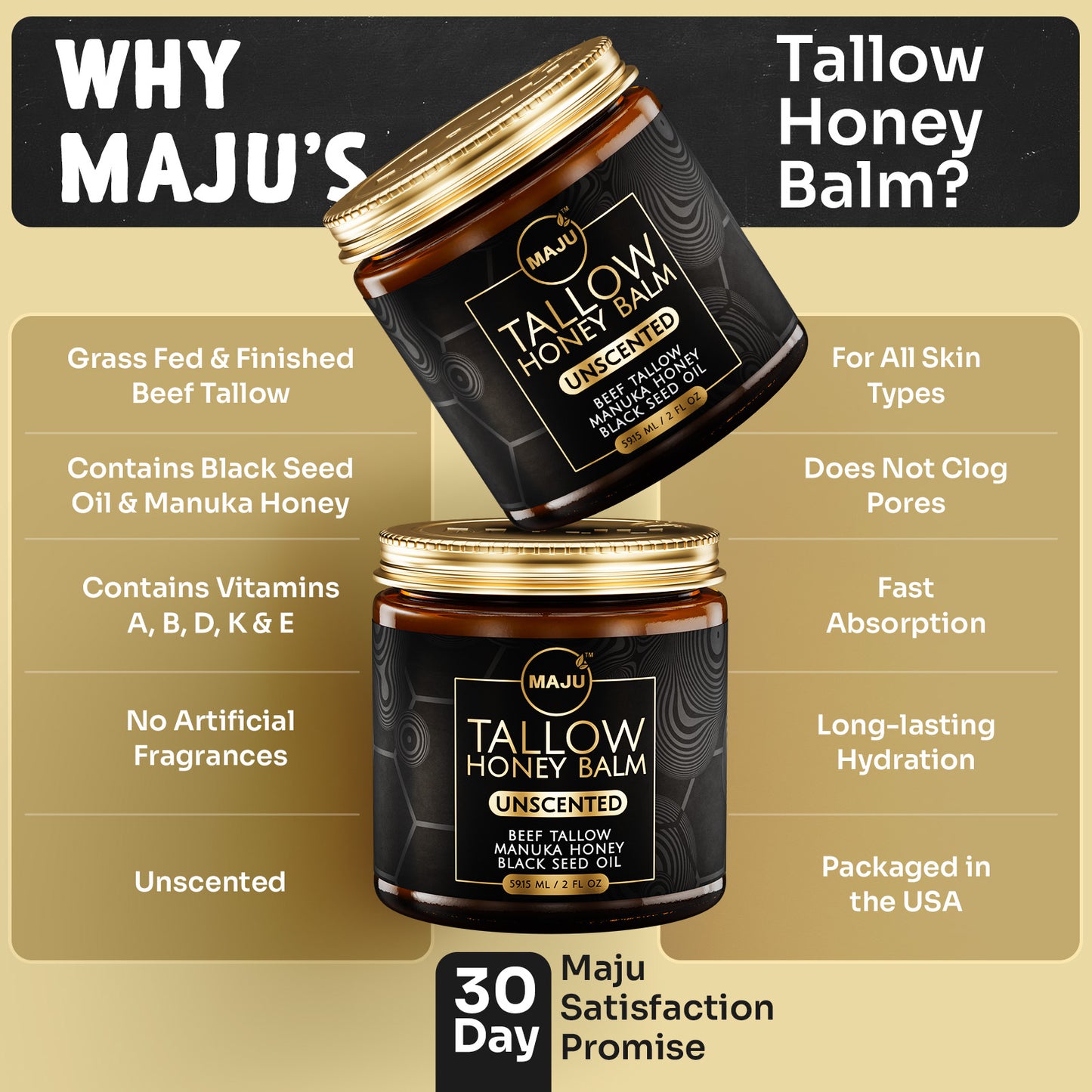 Tallow Black Seed Manuka Honey Balm, Unscented
