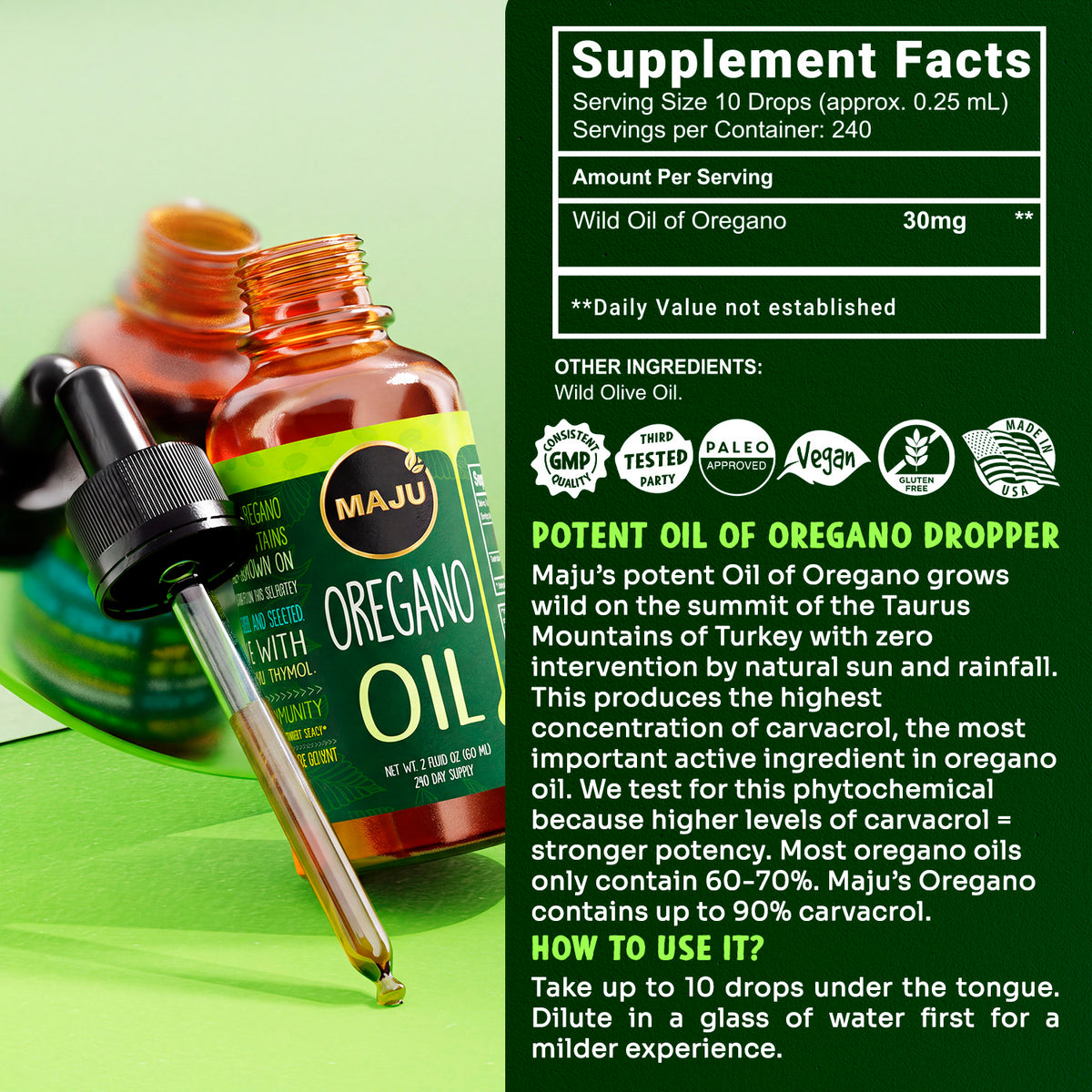 Oil of Oregano 2oz — MAJU Wild-Grown High-Carvacrol