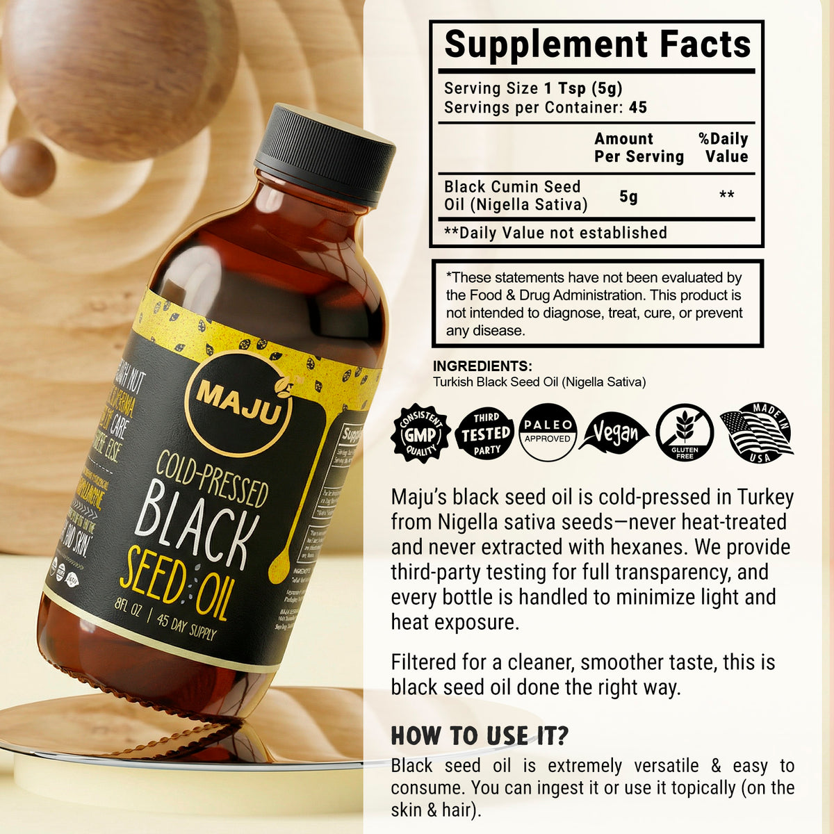 Maju black seed oil 8oz, black cumin seed oil