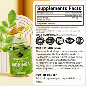 Organic Moringa Capsules 90ct — MAJU Oleifera Leaf - Thumbnail 7