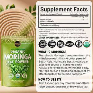 Organic Moringa Powder 1lb — MAJU Oleifera Leaf, Shade-Dried - Thumbnail 7
