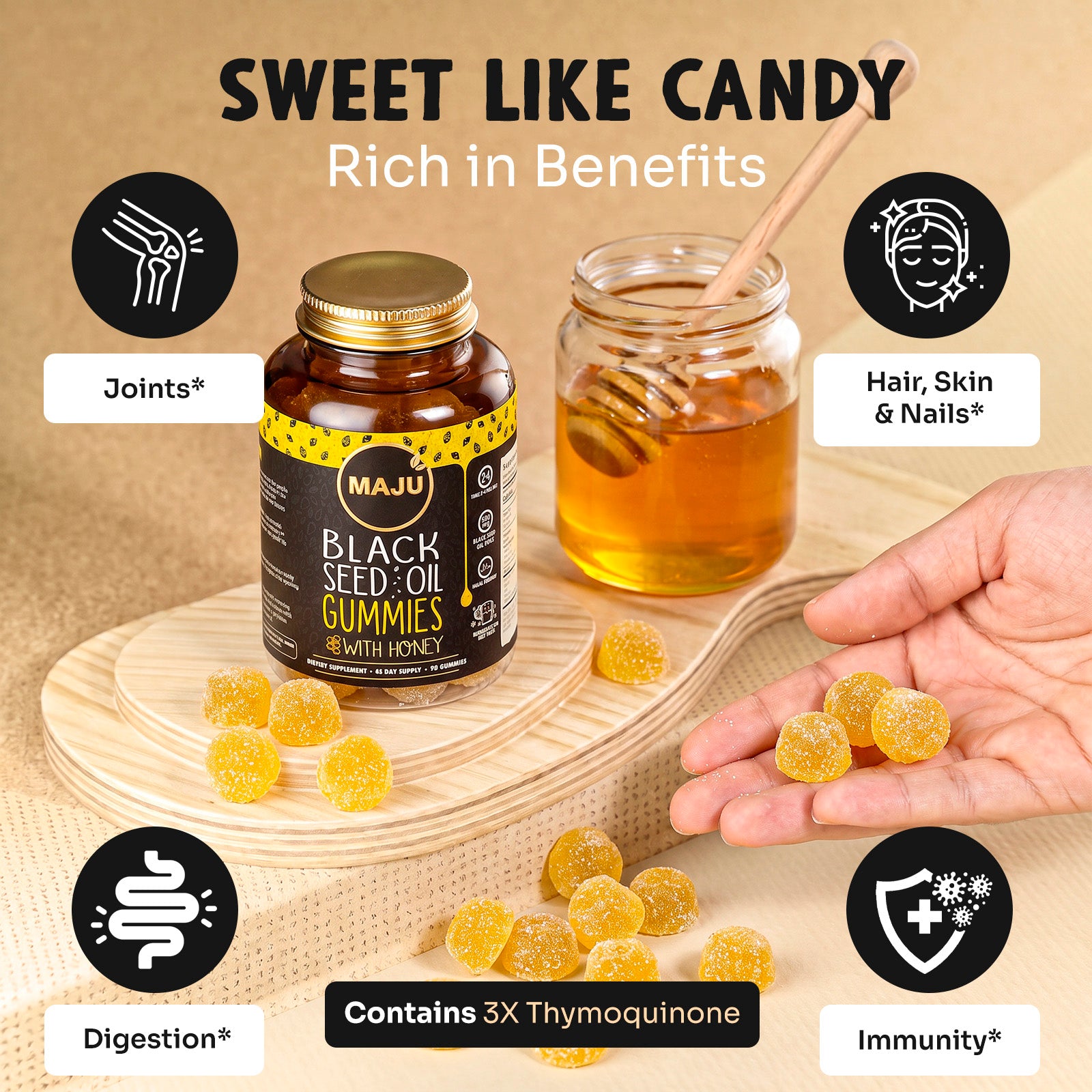 Black Seed Oil Gummies 90ct, 500mg — MAJU Chewable - Image 5