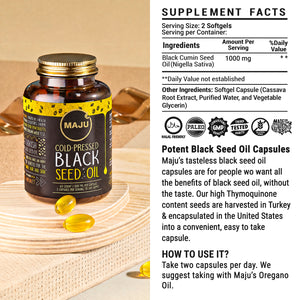 Black Seed Oil Capsules 60ct — MAJU Cold-Pressed Softgels, High Thymoquinone - Thumbnail 7