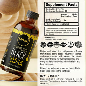 Black Seed Oil 16oz, Cold-Pressed — MAJU Nigella Sativa - Thumbnail 7