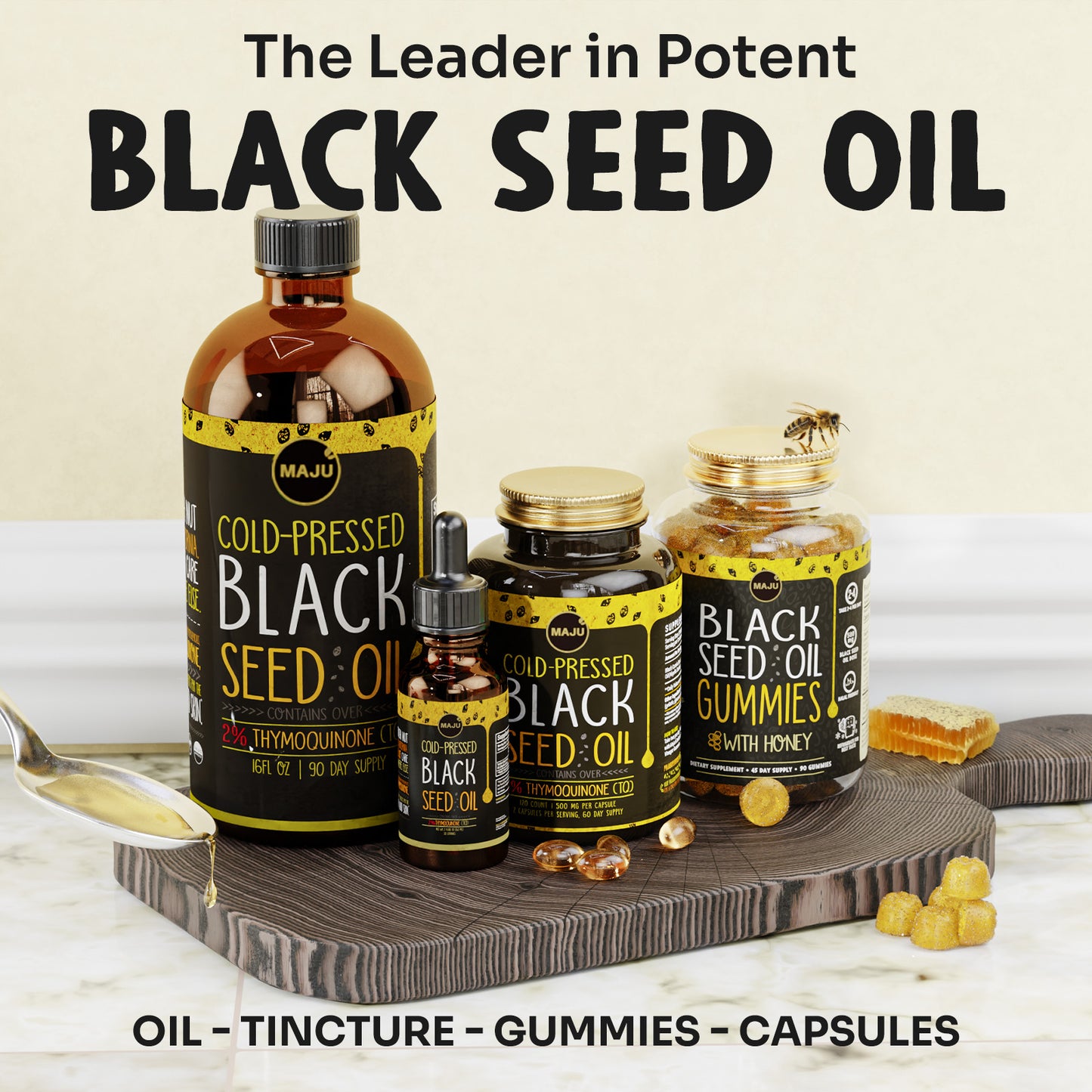 Black Seed Oil Gummies (90ct) - World's First - Maju Superfoods