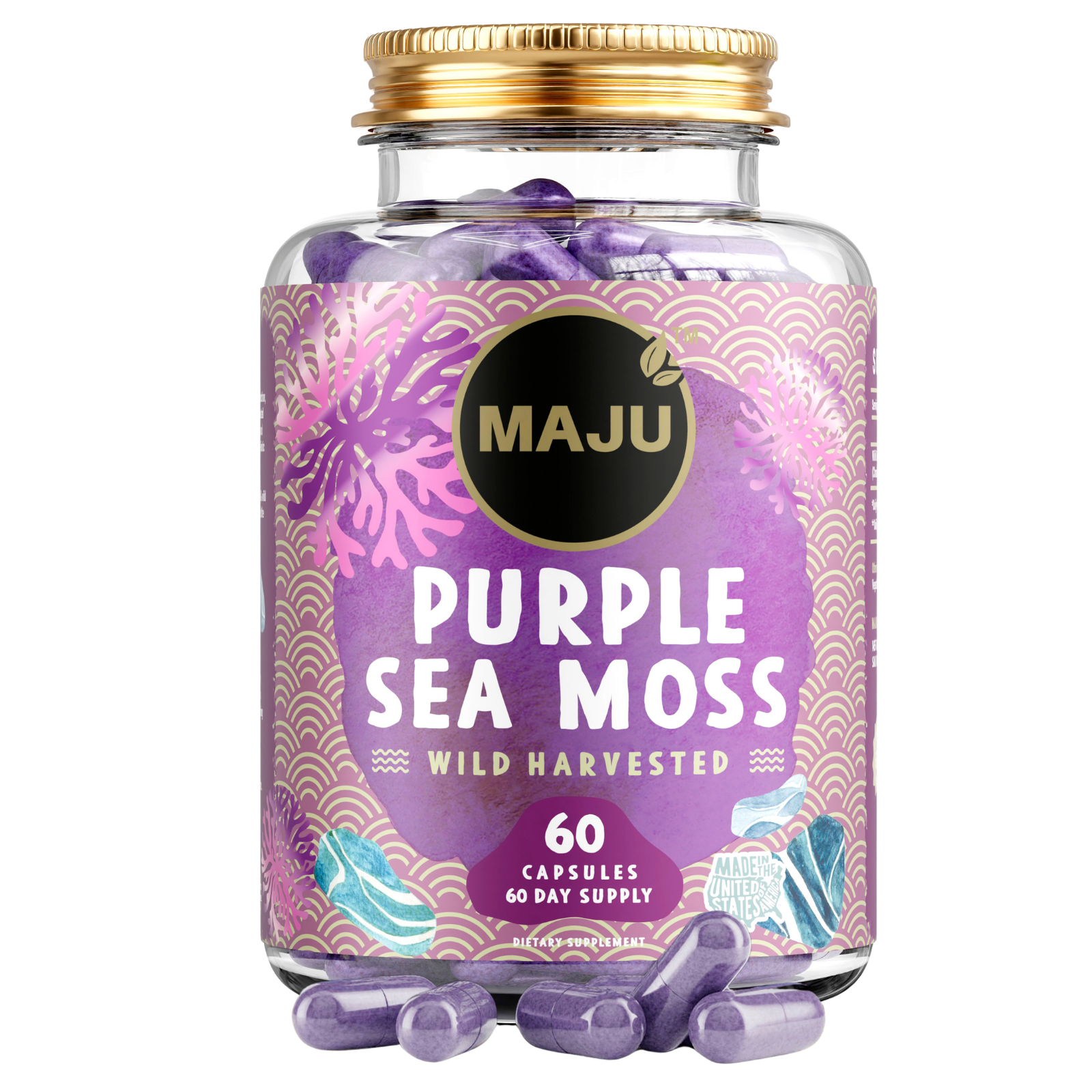 Purple Chondrus Crispus Sea Moss Capsules (60ct) - Image 1
