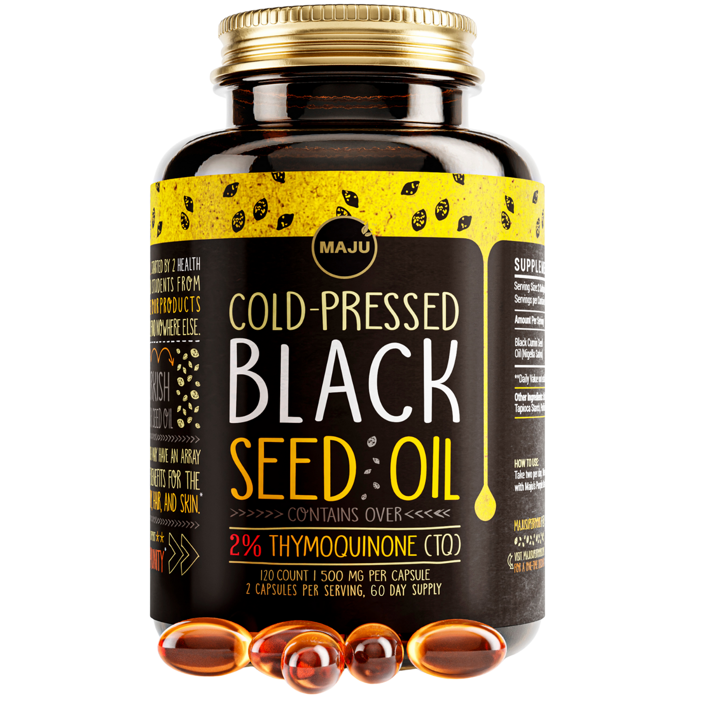 Black Seed Oil Capsules (120ct) - Maju Superfoods