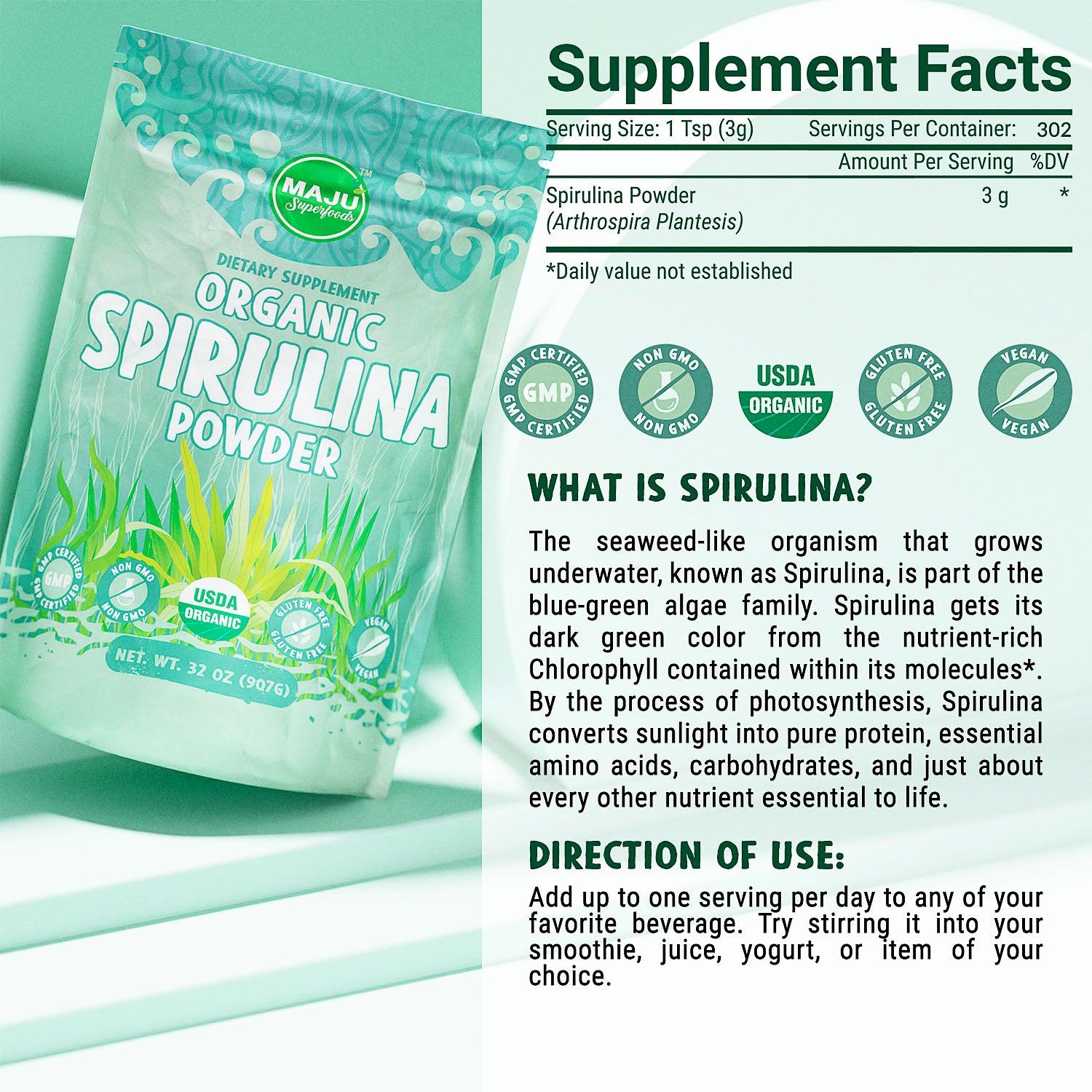 Organic Spirulina Powder (2lb) - Image 6