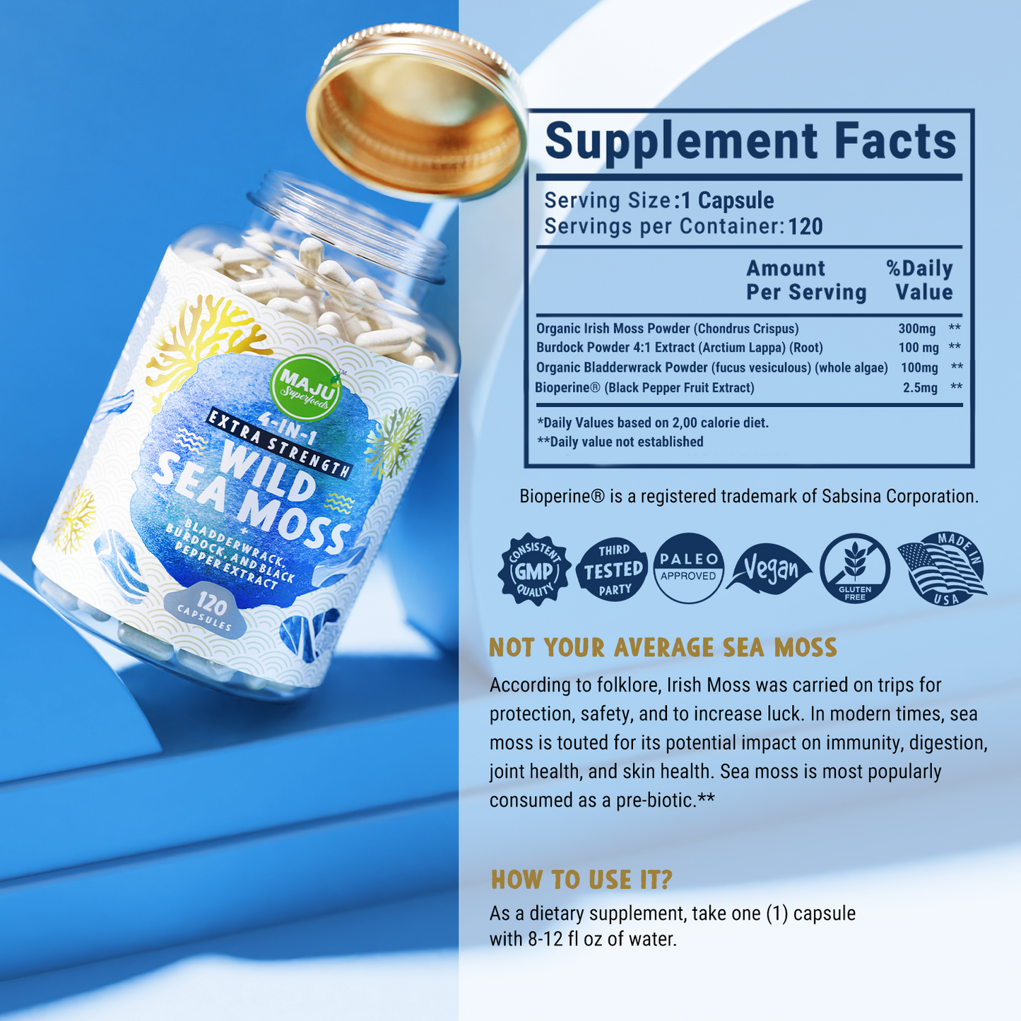 Wild Sea Moss Capsules (120ct) - Maju Superfoods