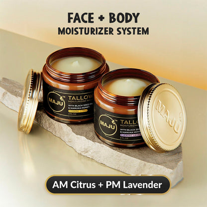 MAJU's Tallow Moisturizing Balm: 1 Morning Citrus + 1 Evening Lavender - Maju Superfoods