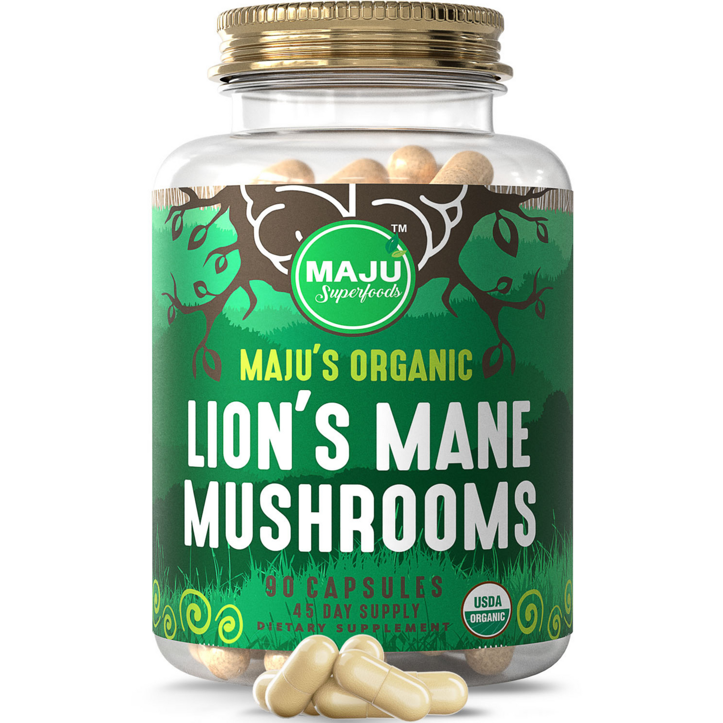 Lion's Mane Capsules (90ct) - Maju Superfoods