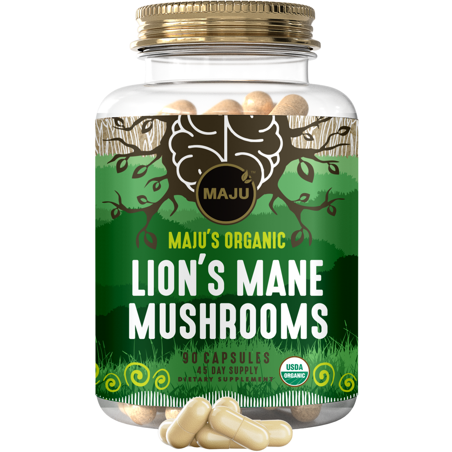 Lion's Mane Capsules (90ct) - Maju Superfoods
