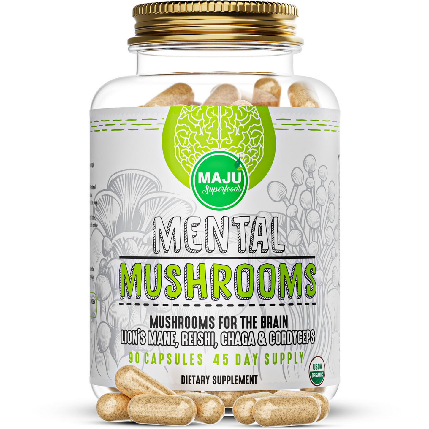 Mental Mushroom Capsules (90ct) - Maju Superfoods