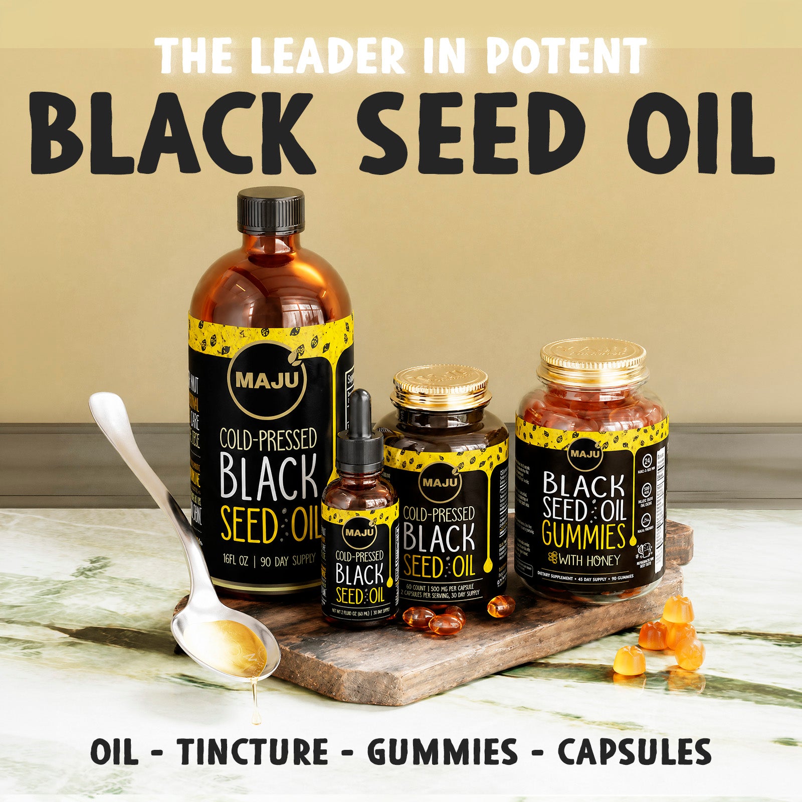 Black Seed Oil Capsules 60ct — MAJU Cold-Pressed Softgels, High Thymoquinone - Image 2