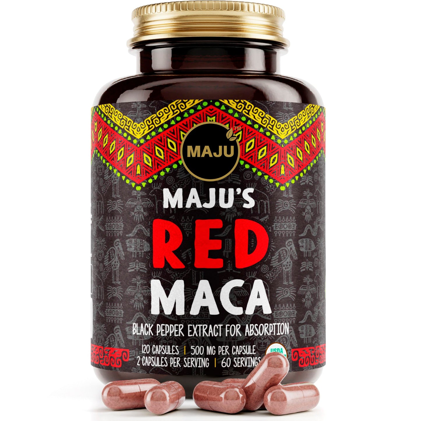 Organic Red Maca Root Capsules (120ct)
