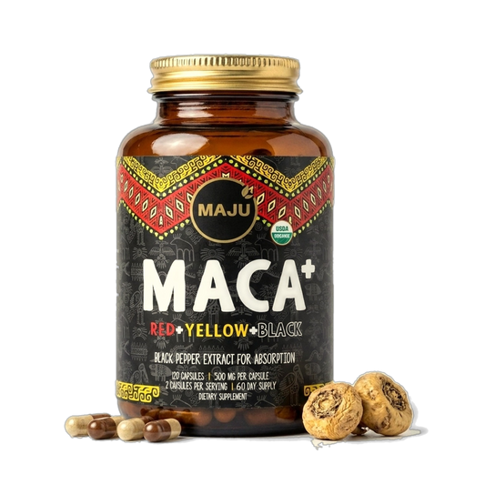 MAJU Organic Maca Plus capsules bottle