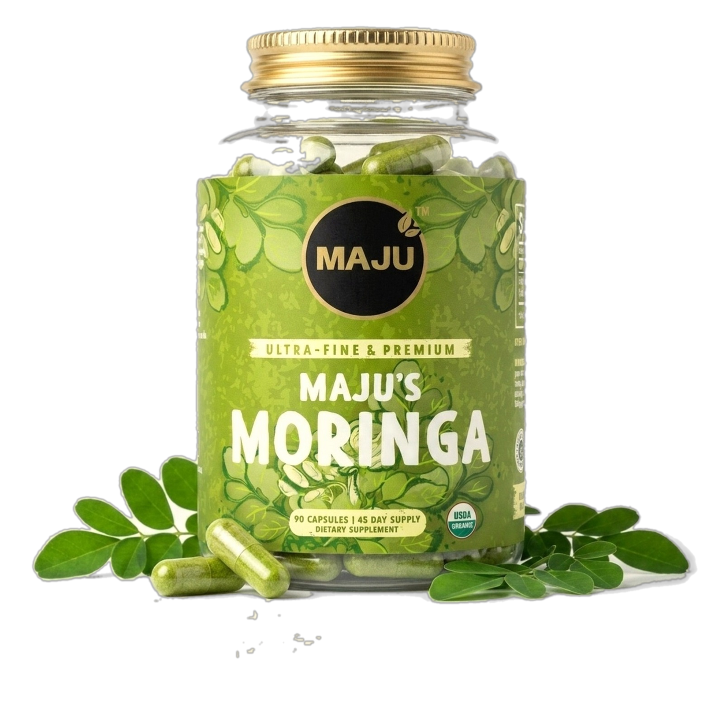 MAJU Organic Moringa Capsules jar