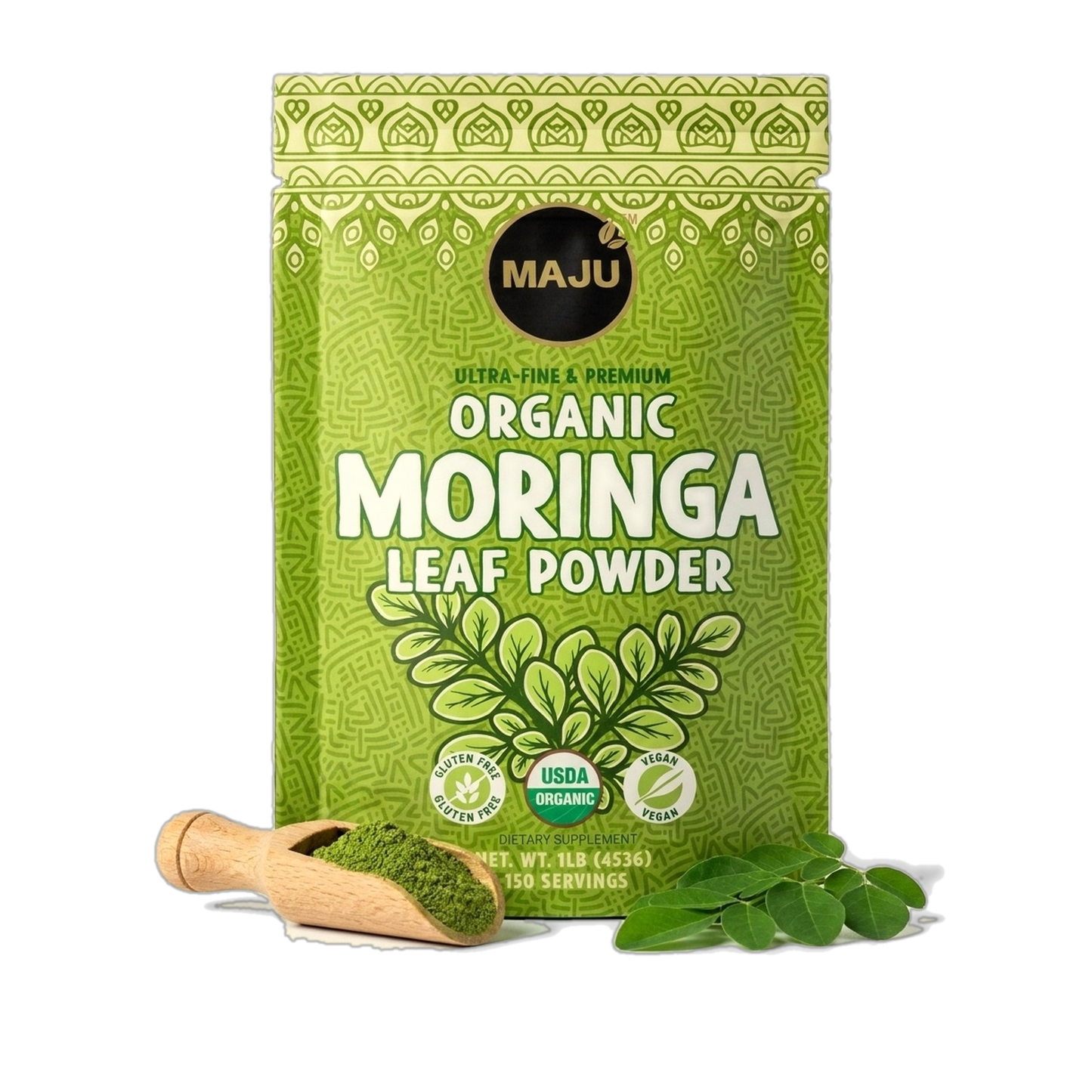 MAJU Organic Moringa Powder 1lb bag