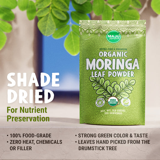 Organic Moringa Powder (1lb) - Maju Superfoods