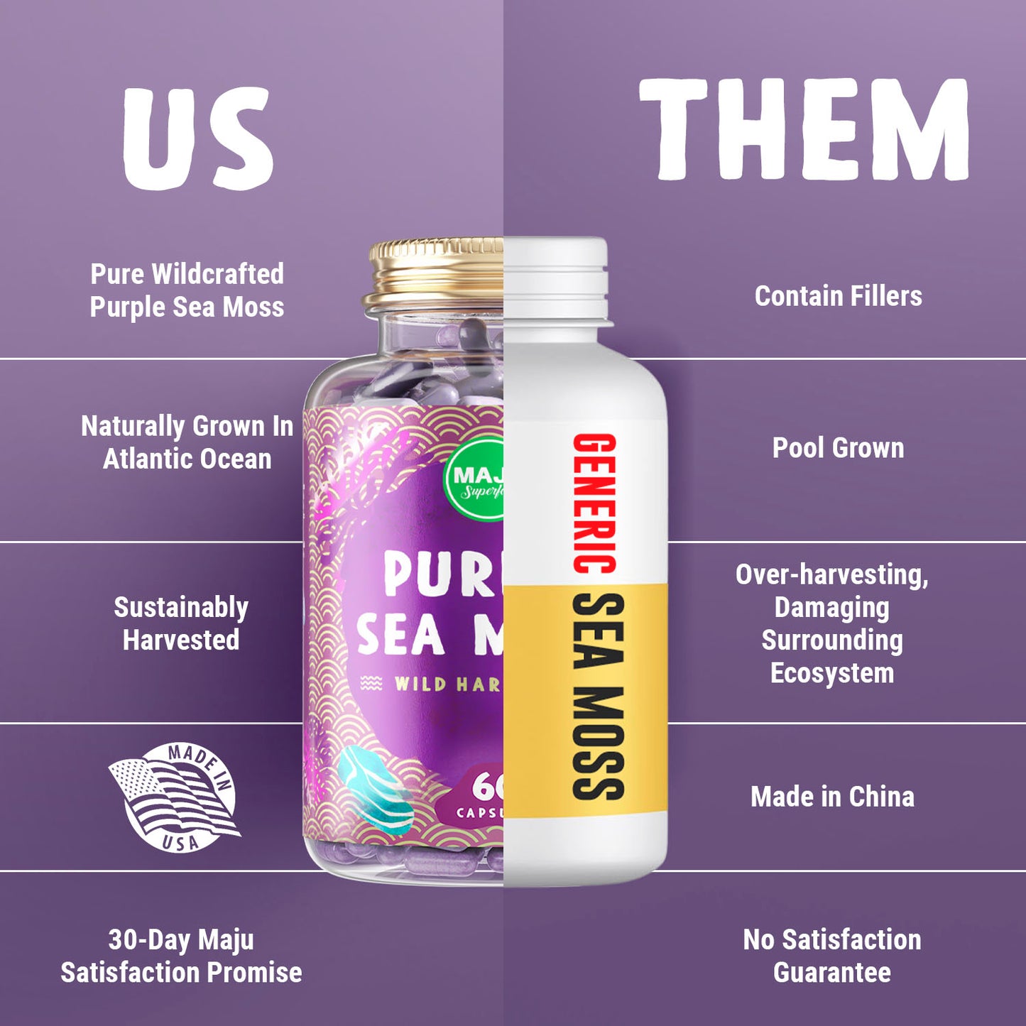Purple Chondrus Crispus Sea Moss Capsules - Maju Superfoods